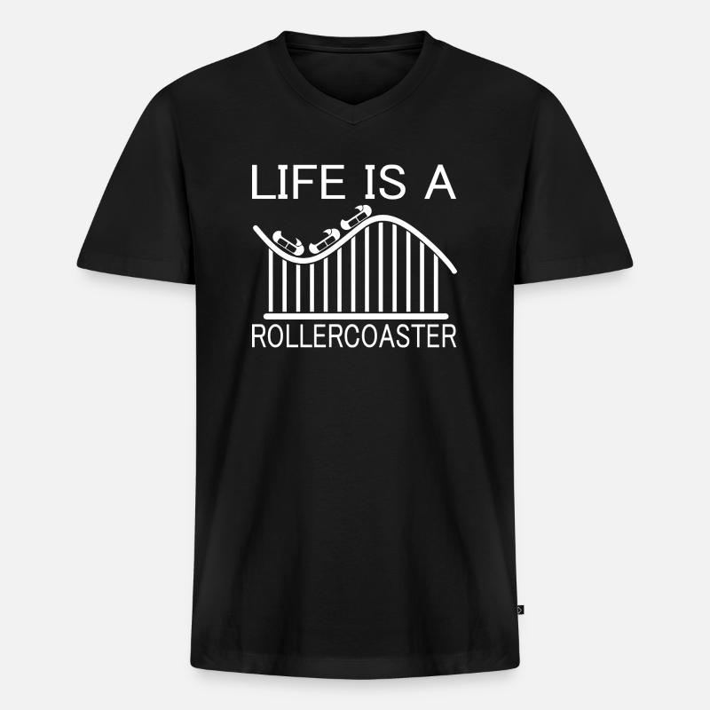 Rollercoaster Achterbahn - Männer Premium Bio T-Shirt mit V-Ausschnitt - Schwarz