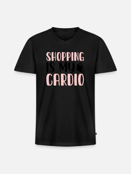 Shopping is my Cardio - Men's Premium Organic T-shirt with V-neck - black