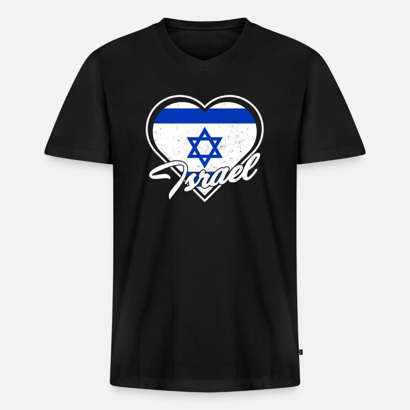 Jerusalem Davidstern Israel Flagge - Männer Premium Bio T-Shirt mit V-Ausschnitt - Schwarz