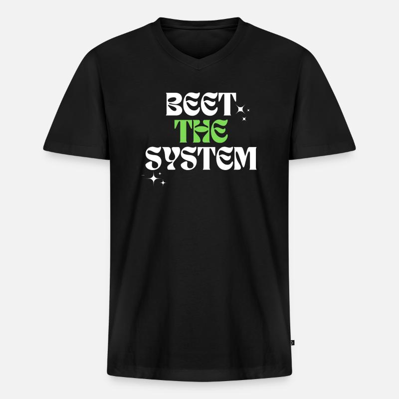 Beet the system - Männer Premium Bio T-Shirt mit V-Ausschnitt - Schwarz
