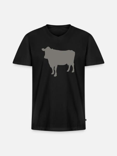 Kuh - Männer Premium Bio T-Shirt mit V-Ausschnitt - Schwarz