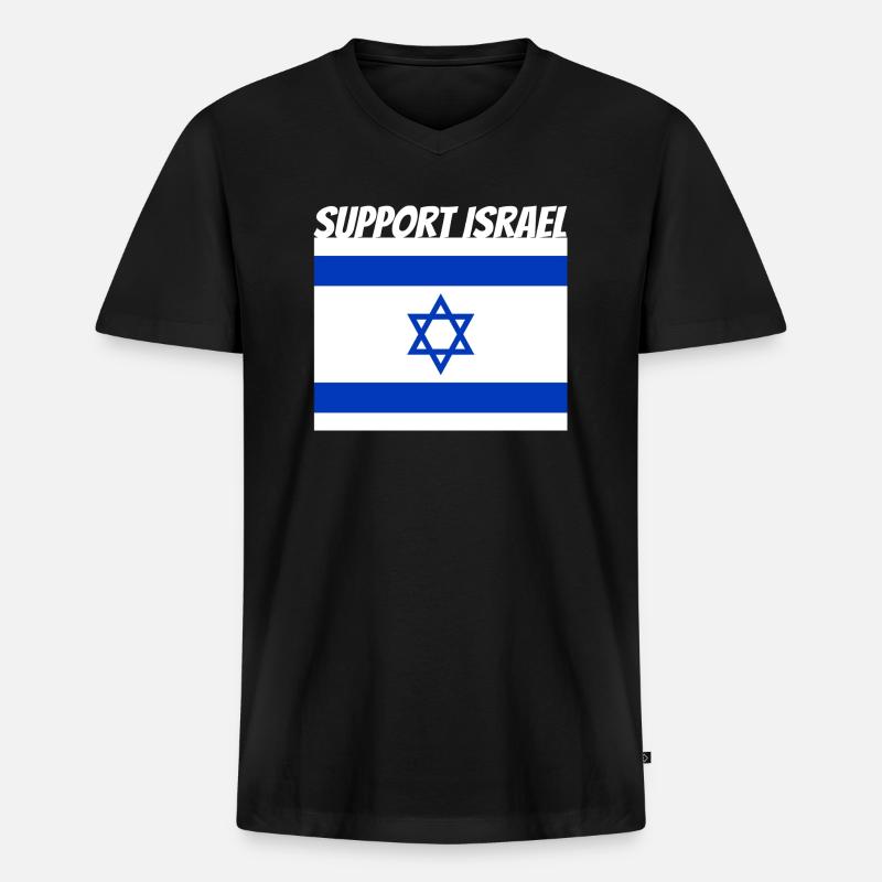 Support Israel - Männer Premium Bio T-Shirt mit V-Ausschnitt - Schwarz