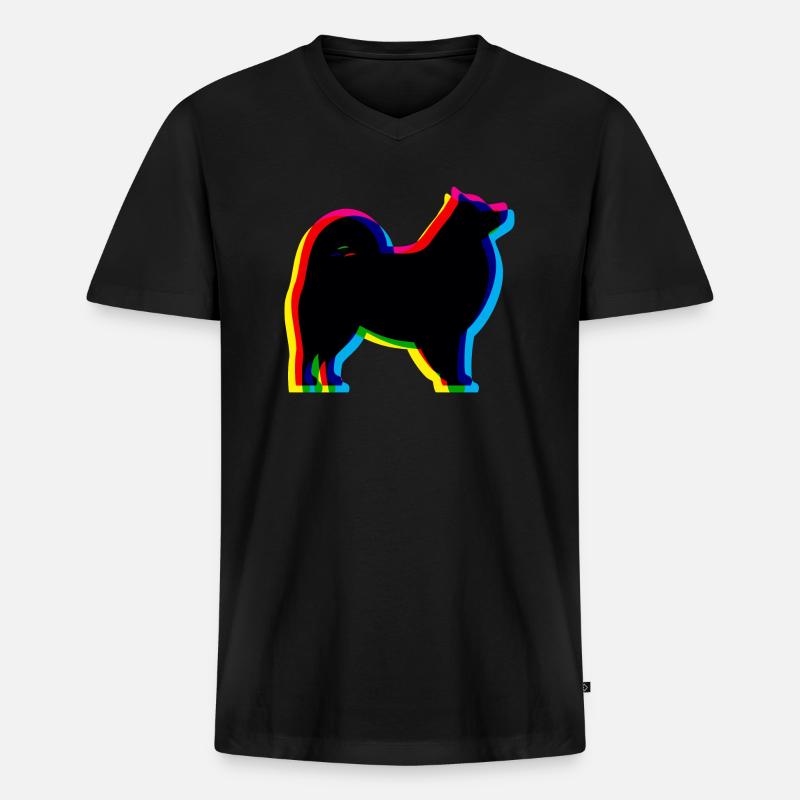 CMYK Samojede - Männer Premium Bio T-Shirt mit V-Ausschnitt - Schwarz