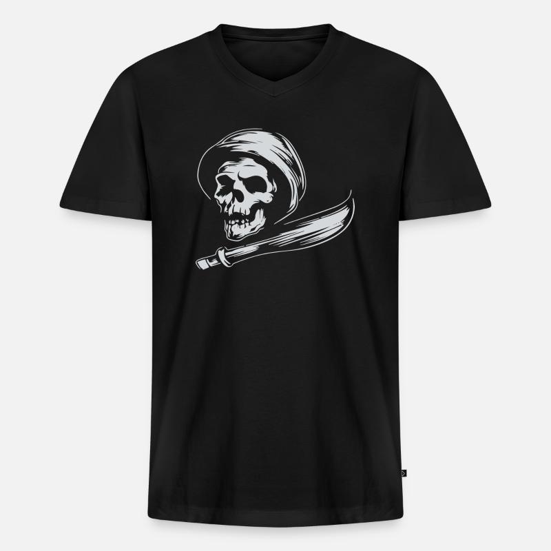 SKULL REAPER - Männer Premium Bio T-Shirt mit V-Ausschnitt - Schwarz