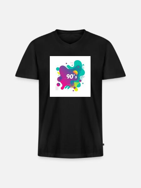 90s vibes - Men's Premium Organic T-shirt with V-neck - black