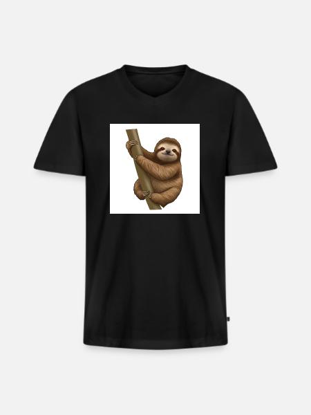 Sloths: Masters of deceleration - Men's Premium Organic T-shirt with V-neck - black