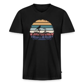 Vintage Retro Radfahren Vogel Fahrrad Radfahren - Männer Premium Bio T-Shirt mit V-Ausschnitt - Schwarz - Vorne - Nico (187cm)