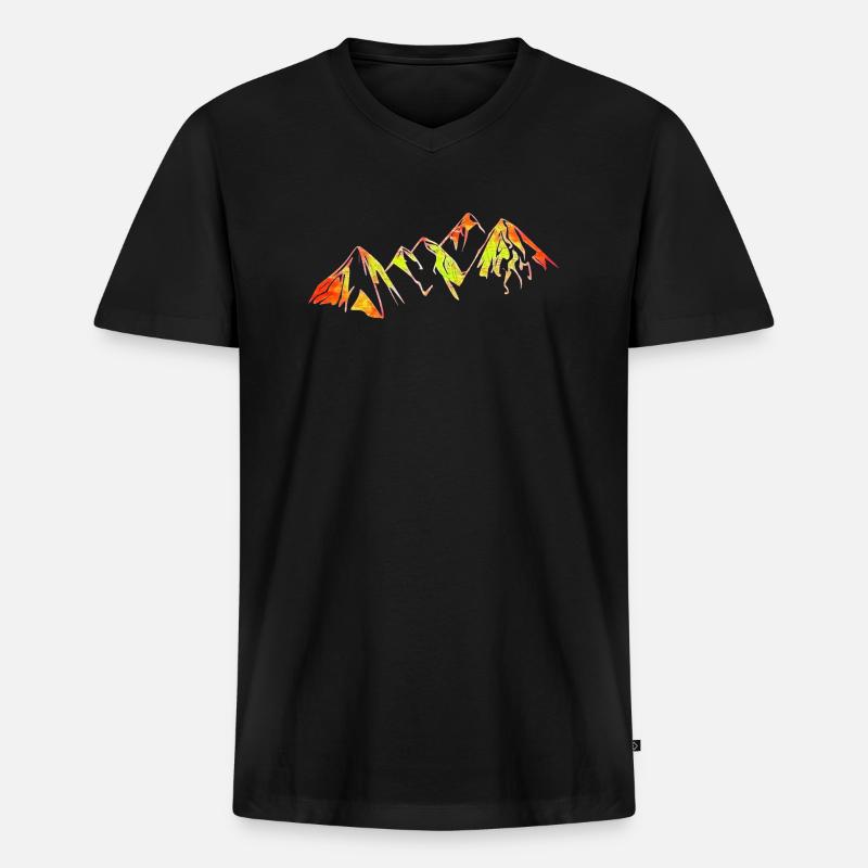 Bunte Bergkette - Männer Premium Bio T-Shirt mit V-Ausschnitt - Schwarz