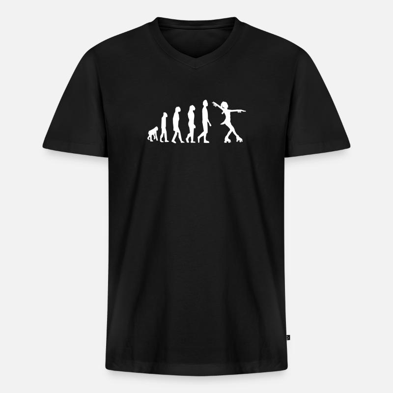 Rollkunstlauf Evolution - Männer Premium Bio T-Shirt mit V-Ausschnitt - Schwarz