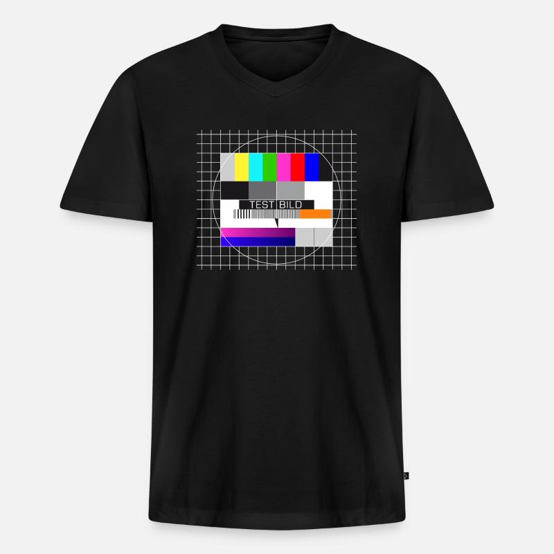 Testbild Fernsehen Bildschirm nostalgisch Display - Männer Premium Bio T-Shirt mit V-Ausschnitt - Schwarz