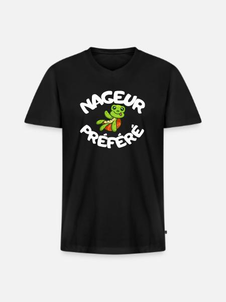 nageur préféré humour - T-shirt encolure en V Premium bio Homme - noir