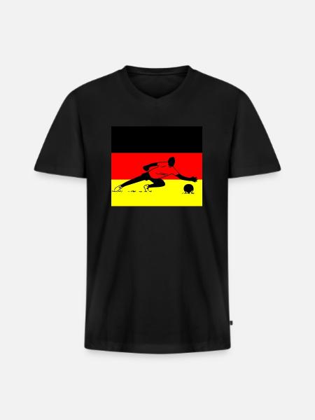 Soccer Fussball - Men's Premium Organic T-shirt with V-neck - black