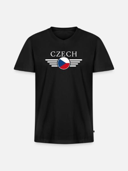 République tchèque T-shirt - T-shirt encolure en V Premium bio Homme - noir