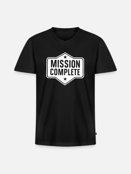 Mission Complete - Men's Premium Organic T-shirt with V-neck - black