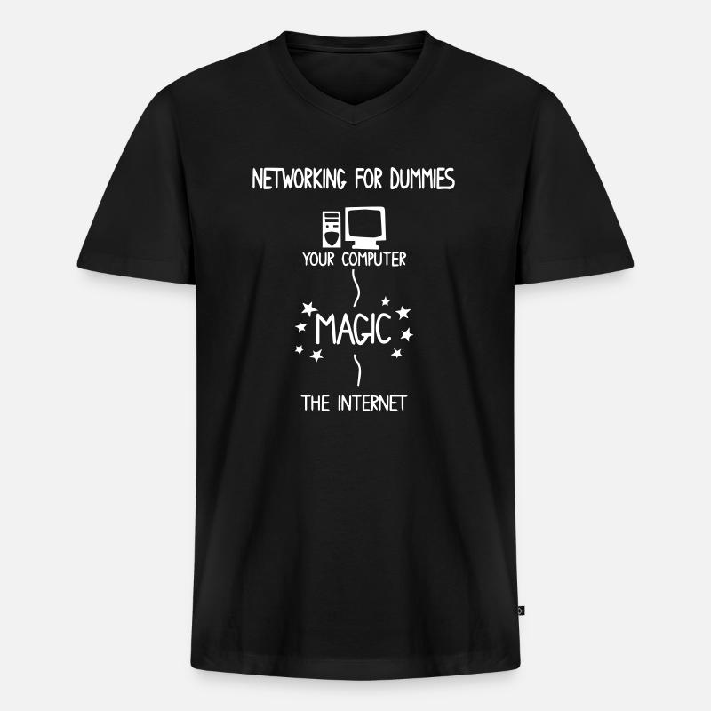 Internet Computer Netzwerk - Männer Premium Bio T-Shirt mit V-Ausschnitt - Schwarz