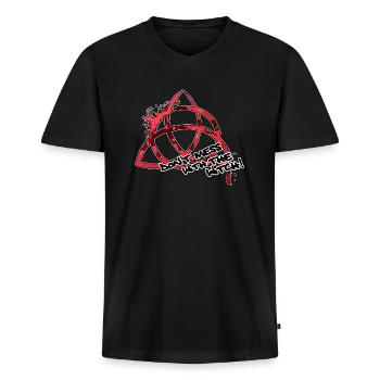 No Mess Avec La Sorcière Sorcière Sorcière Sorcière Triqueta - T-shirt encolure en V Premium bio Homme - noir - Devant - Nico (187cm)