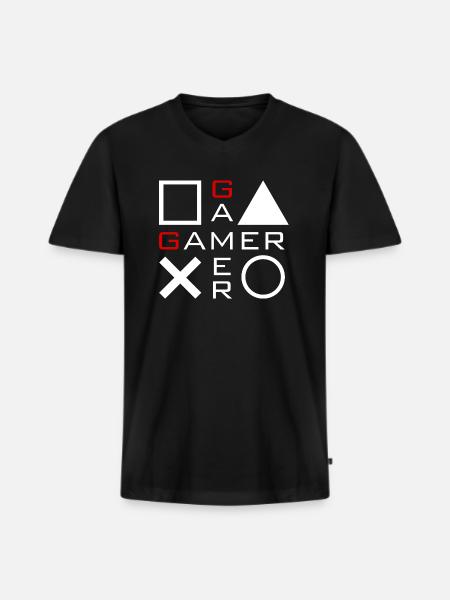Gamer - Men's Premium Organic T-shirt with V-neck - black