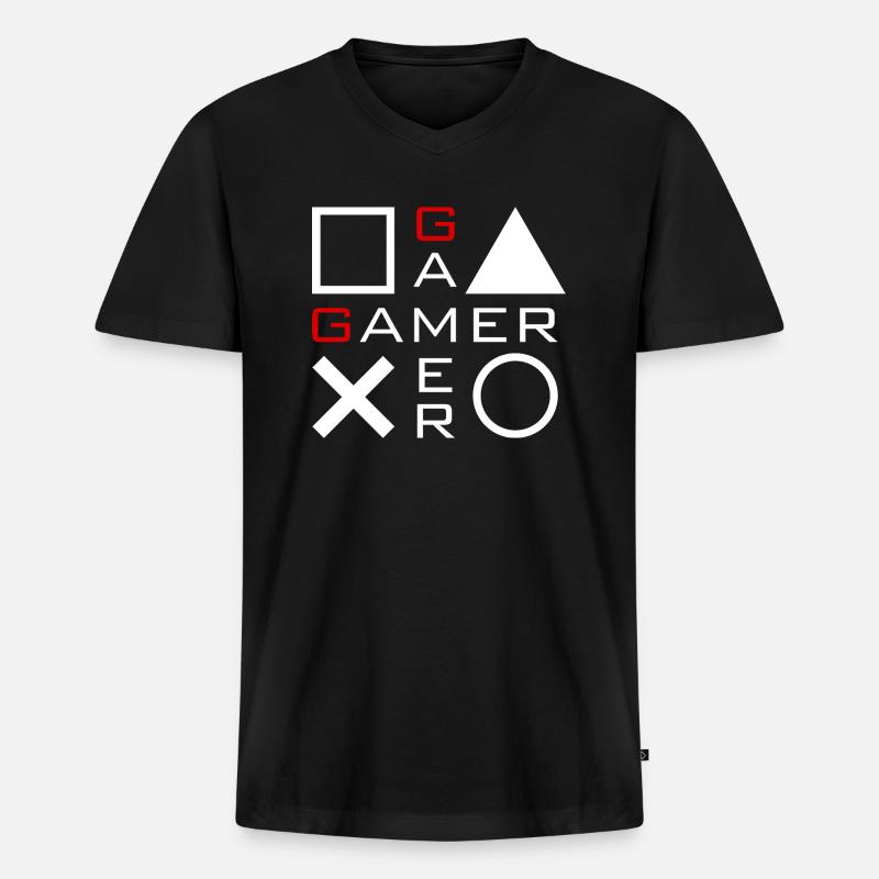 Gamer - Männer Premium Bio T-Shirt mit V-Ausschnitt - Schwarz