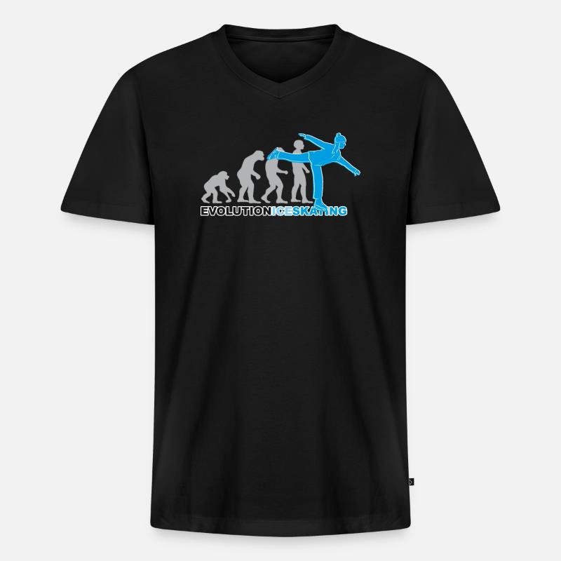 Evolution ice skating, Schlittschuh, Eislaufen - Männer Premium Bio T-Shirt mit V-Ausschnitt - Schwarz