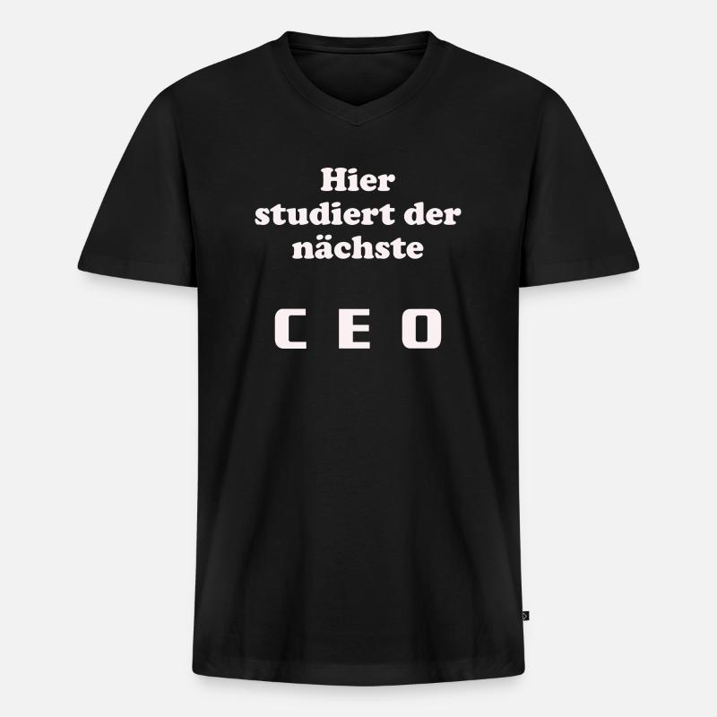 Next CEO - Chef - Männer Premium Bio T-Shirt mit V-Ausschnitt - Schwarz