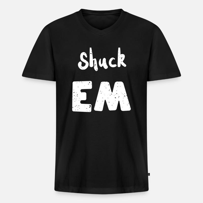 Shuck Em - Shellfish - Männer Premium Bio T-Shirt mit V-Ausschnitt - Schwarz