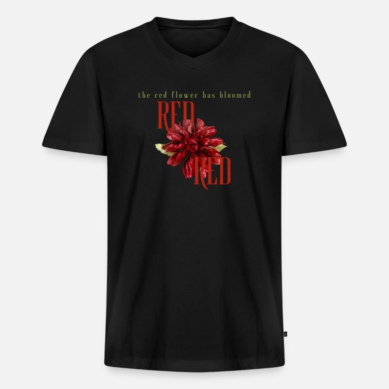 Die rote Blume - Männer Premium Bio T-Shirt mit V-Ausschnitt - Schwarz