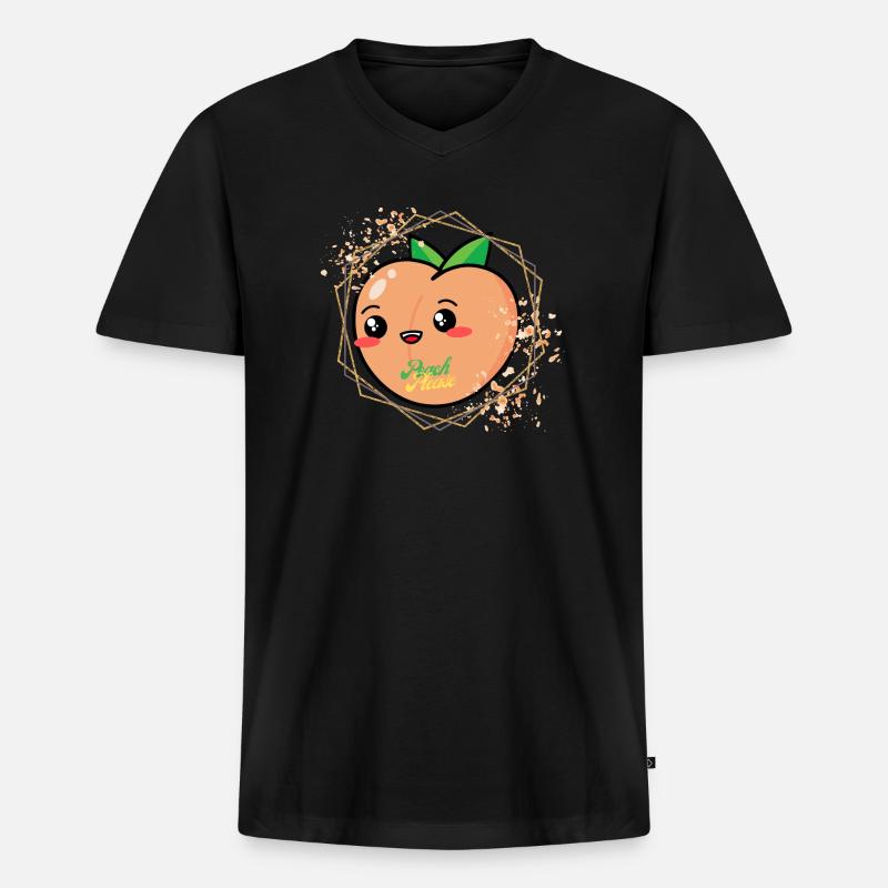 Pfirsich - Peach Please - Männer Premium Bio T-Shirt mit V-Ausschnitt - Schwarz