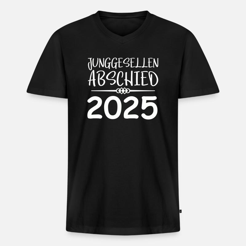 Junggesellenabschied 2025 - Männer Premium Bio T-Shirt mit V-Ausschnitt - Schwarz