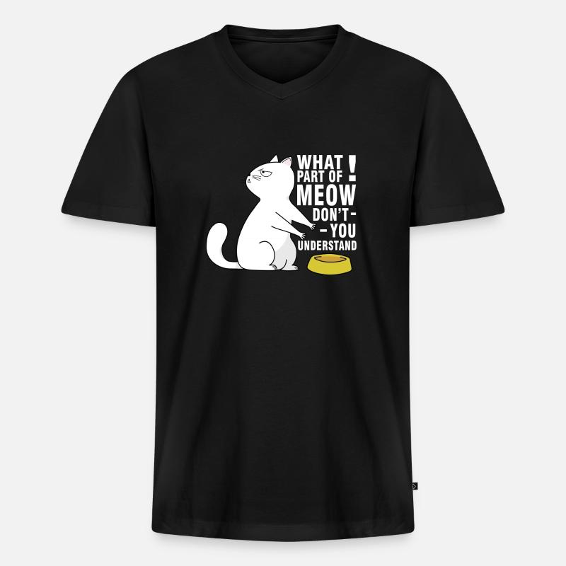 Hungrige Katze - Männer Premium Bio T-Shirt mit V-Ausschnitt - Schwarz