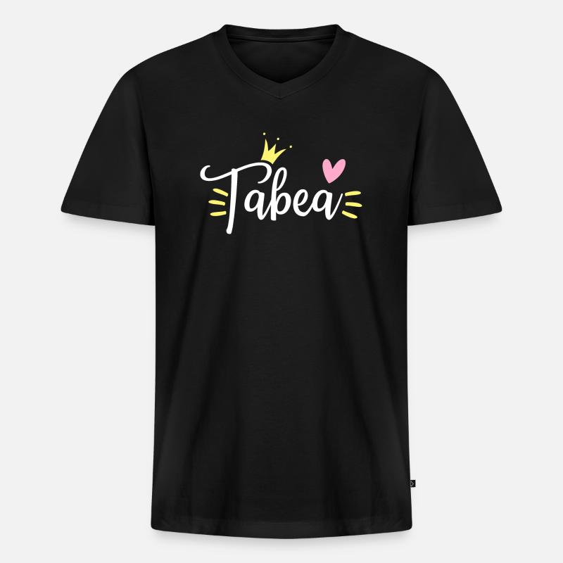 Tabea Name Krone - Männer Premium Bio T-Shirt mit V-Ausschnitt - Schwarz