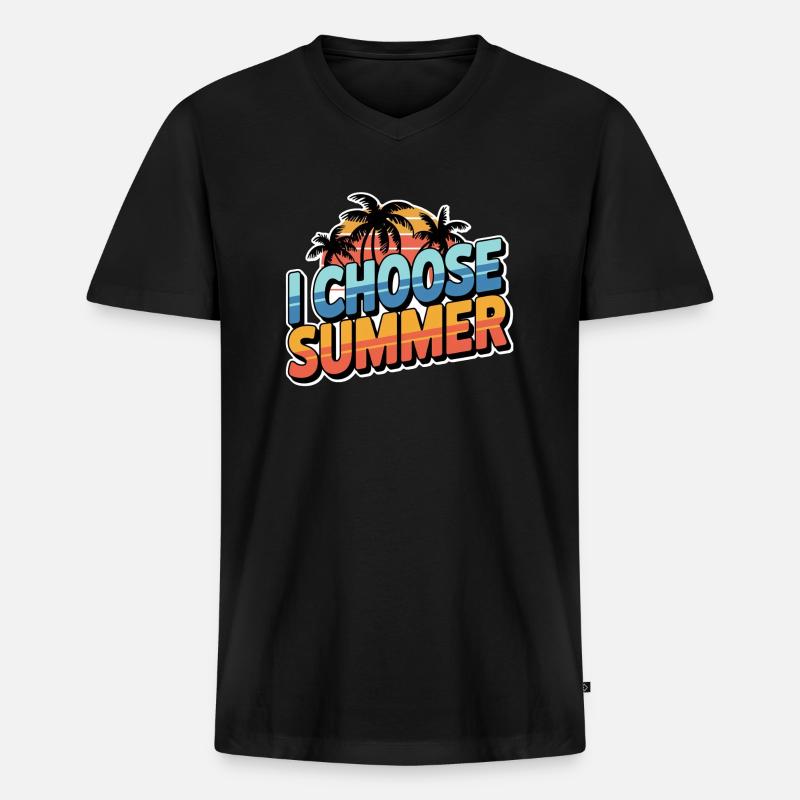 Wählen Sie den Sommer - Männer Premium Bio T-Shirt mit V-Ausschnitt - Schwarz