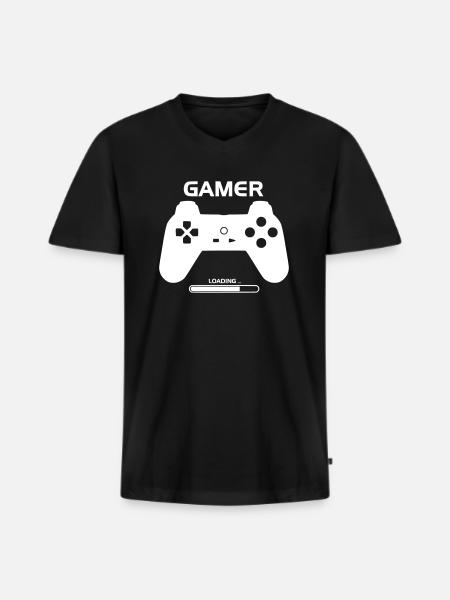 Gamer - Männer Premium Bio T-Shirt mit V-Ausschnitt - Schwarz