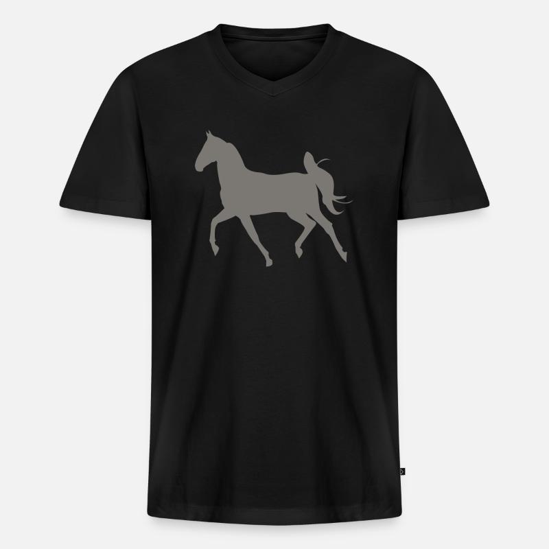 Pferd - Männer Premium Bio T-Shirt mit V-Ausschnitt - Schwarz