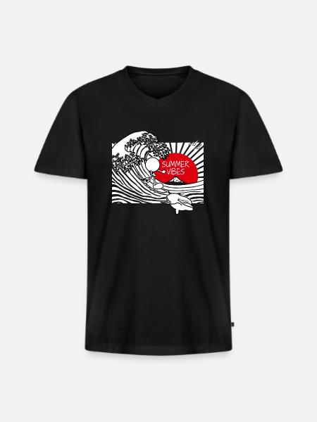 Summer Vibes Doddle - Men's Premium Organic T-shirt with V-neck - black