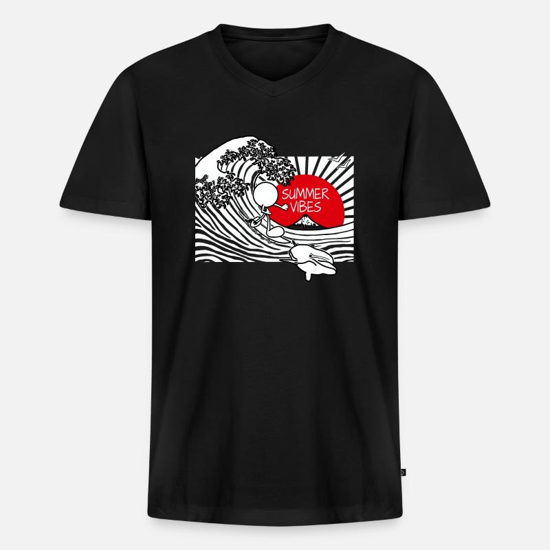 Summer Vibes Doddle - Männer Premium Bio T-Shirt mit V-Ausschnitt - Schwarz