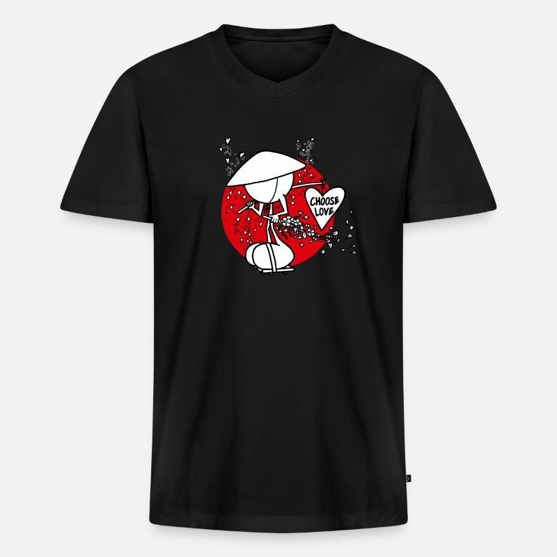 Samurai Of Hearts Plain Doddle - Männer Premium Bio T-Shirt mit V-Ausschnitt - Schwarz