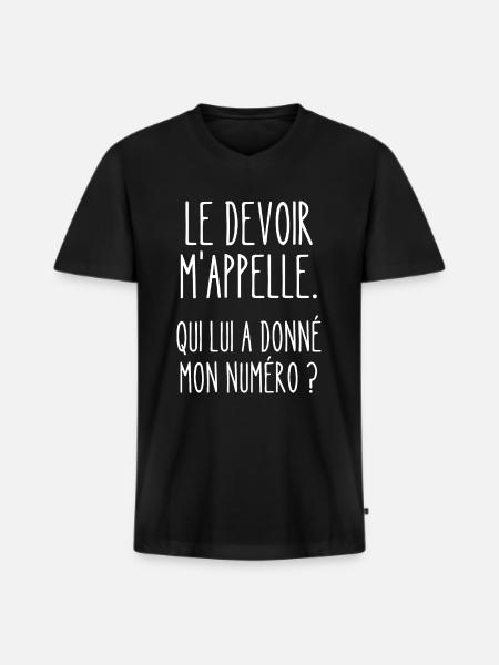 le devoir m'appelle - T-shirt encolure en V Premium bio Homme - noir
