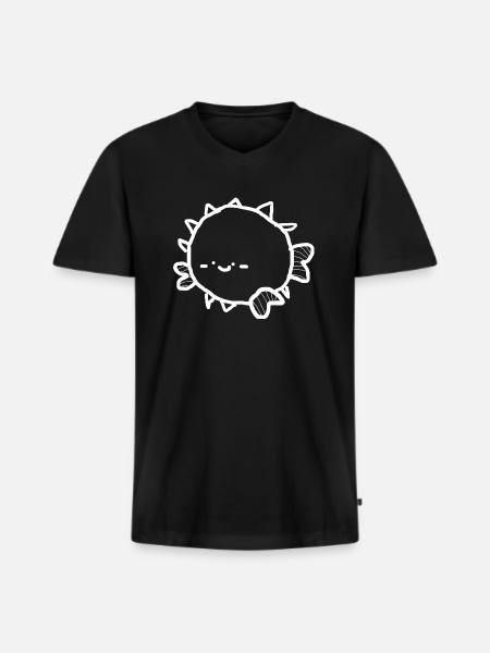 Pufferfish Animal - Men's Premium Organic T-shirt with V-neck - black