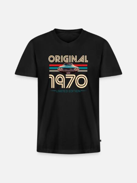 Original 1970 Birthday - Men's Premium Organic T-shirt with V-neck - black