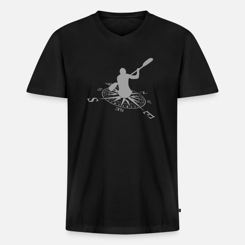 Paddeln - Männer Premium Bio T-Shirt mit V-Ausschnitt - Schwarz
