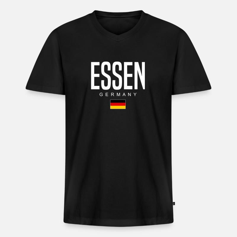 Essen - Männer Premium Bio T-Shirt mit V-Ausschnitt - Schwarz