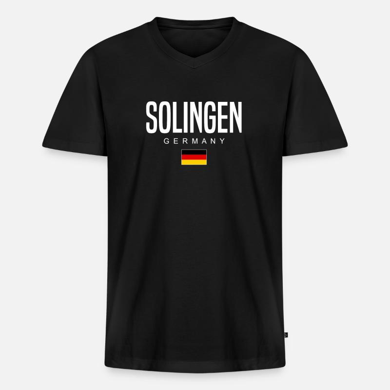 Solingen - Männer Premium Bio T-Shirt mit V-Ausschnitt - Schwarz