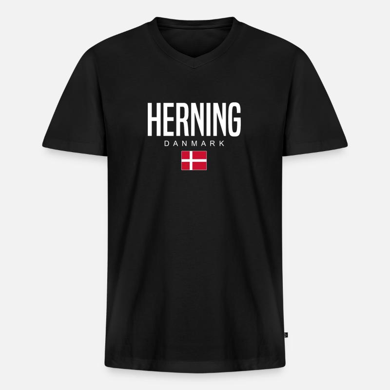 Herning Dänemark - Männer Premium Bio T-Shirt mit V-Ausschnitt - Schwarz