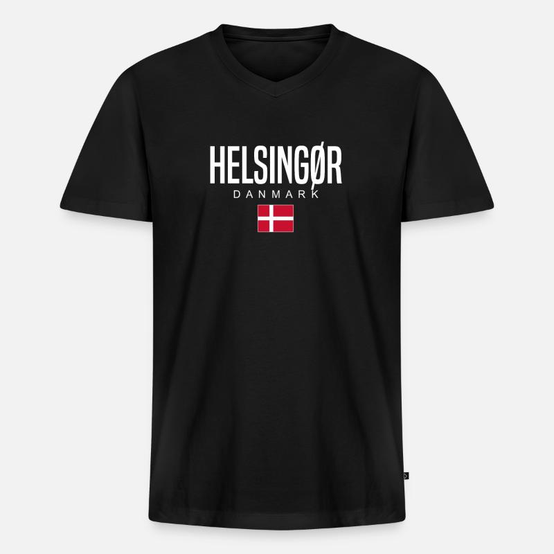 Helsingør Dänemark - Männer Premium Bio T-Shirt mit V-Ausschnitt - Schwarz