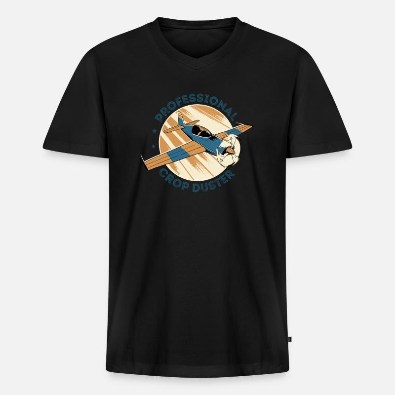 Professioneller Crop Duster Pilot, Antenne - Männer Premium Bio T-Shirt mit V-Ausschnitt - Schwarz