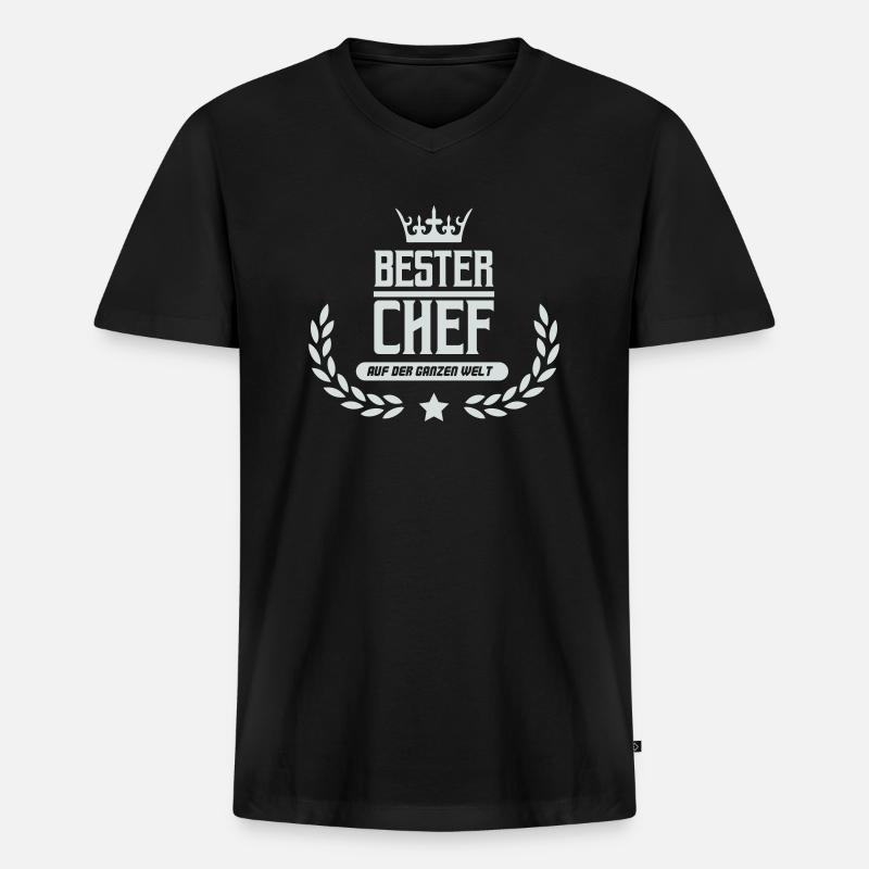 bester chef der welt - Männer Premium Bio T-Shirt mit V-Ausschnitt - Schwarz