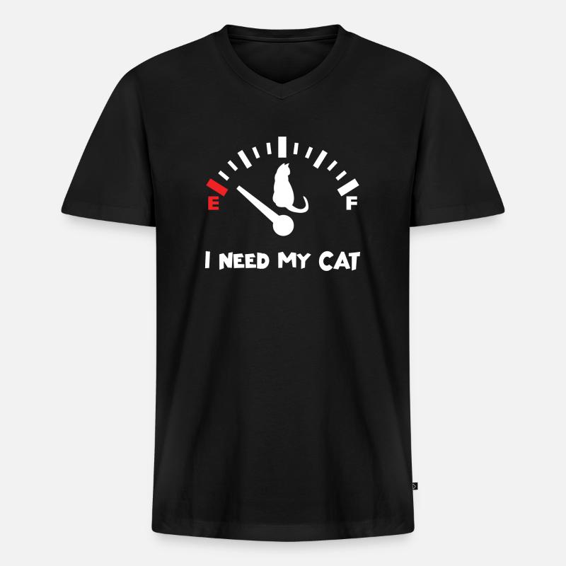 I Need My Cat - Männer Premium Bio T-Shirt mit V-Ausschnitt - Schwarz