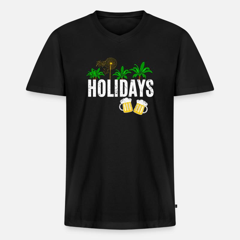 Ferien - Männer Premium Bio T-Shirt mit V-Ausschnitt - Schwarz
