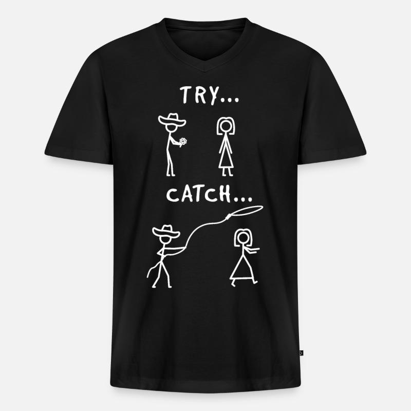 Programmierer Try Catch - Männer Premium Bio T-Shirt mit V-Ausschnitt - Schwarz