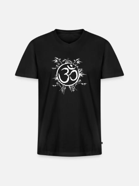 Kosmische Resonanz: Das heilige Om - Männer Premium Bio T-Shirt mit V-Ausschnitt - Schwarz